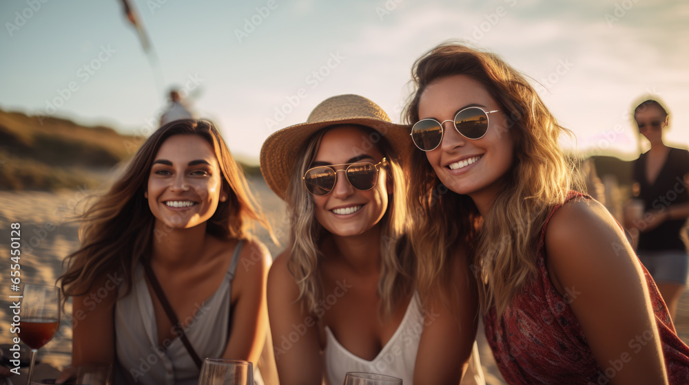 Group of friends relaxing on the beach Group of friends relaxing on the beach