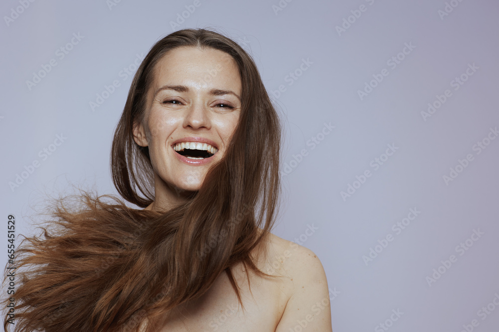 smiling modern woman with long hair smiling modern woman with long hair