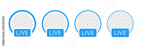 live video streaming frame icon. social media stories interface app icon. story, live stream, icon - live broadcast social network stories badges and live buttons