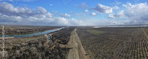 Panoramic of California Levee System in Sutter County 
