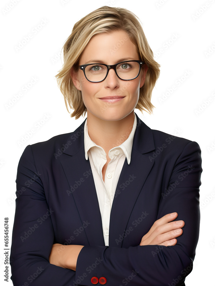 Young smiling confident woman business owner, happy lady looking at camera on transparent background isolated Young smiling confident woman business owner, happy lady looking at camera on transparent background isolated