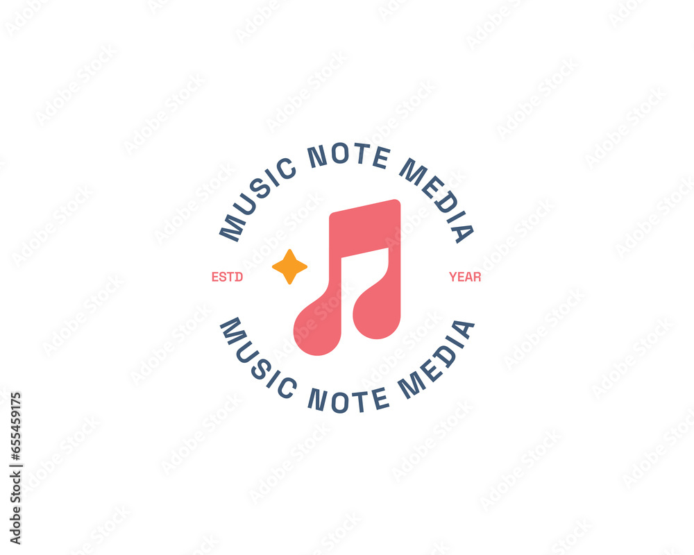 Obraz premium Simple modern note music logo