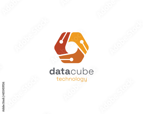 Modern hexagon data technology logo