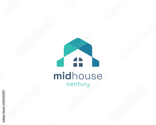 Simple colorful modern mid house century logo