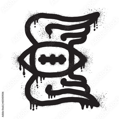 American football wing graffiti with black spray paint