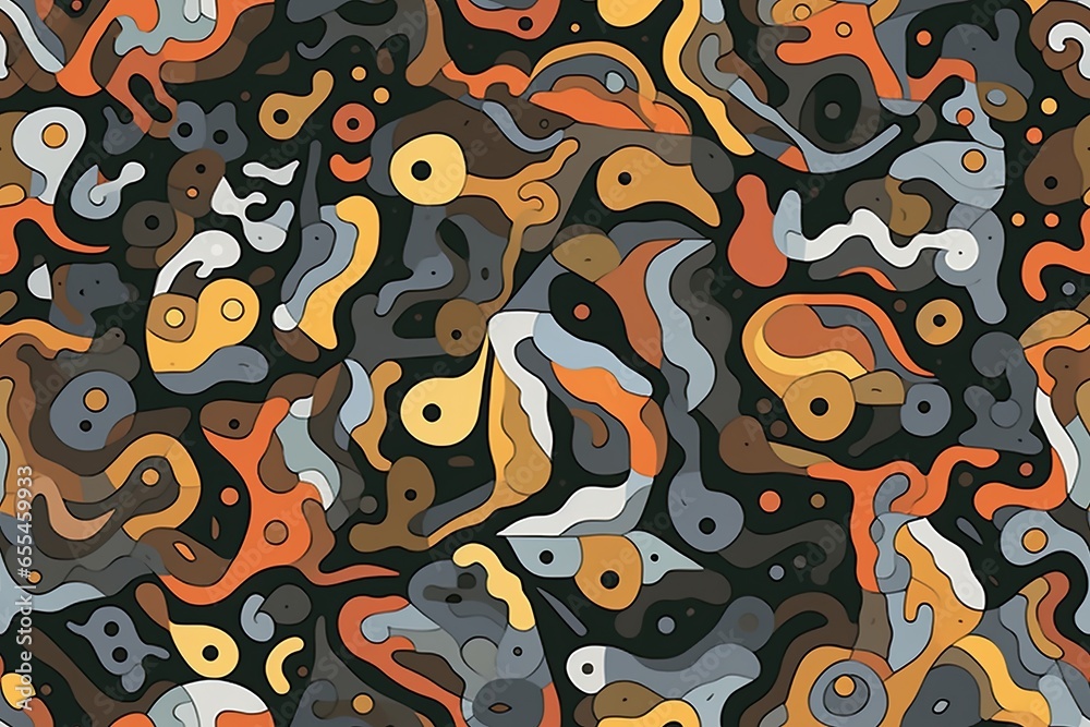 Playful and dynamic seamless pattern with a burst of colors