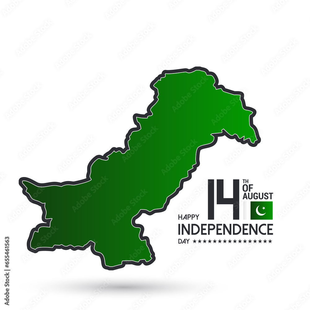  August 14th pakistan independence greetings and wishes with creative typography.