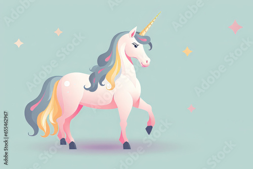 prancing pink unicorn on solid background