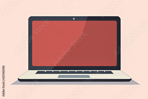 laptop computer with blank red screen