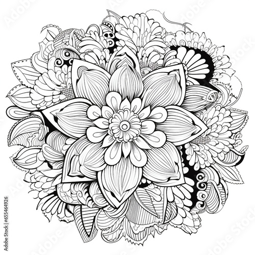 Mandala style floral adult coloring book  clean line art  fine line art  adult activity book  high quality  300dpi  hight resolution