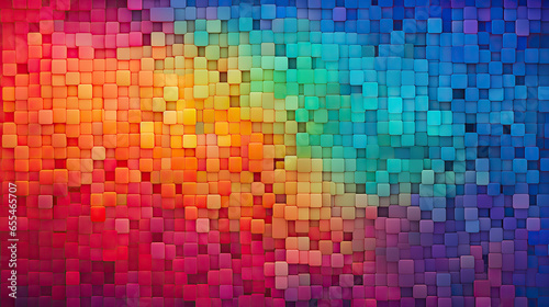 Abstract rainbow bright cubic background. 3D colorful geometric cube pattern. Generative AI bstract modern texture
