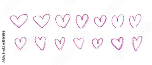 Hand drawn grunge pink heart. love brush and textured strokes. Flat vector illustration isolated on white background.