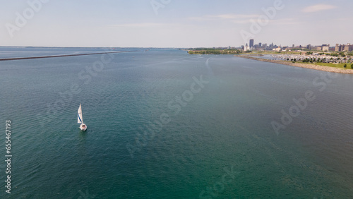 Sailboat in Lake Erie in Buffalo, New York.