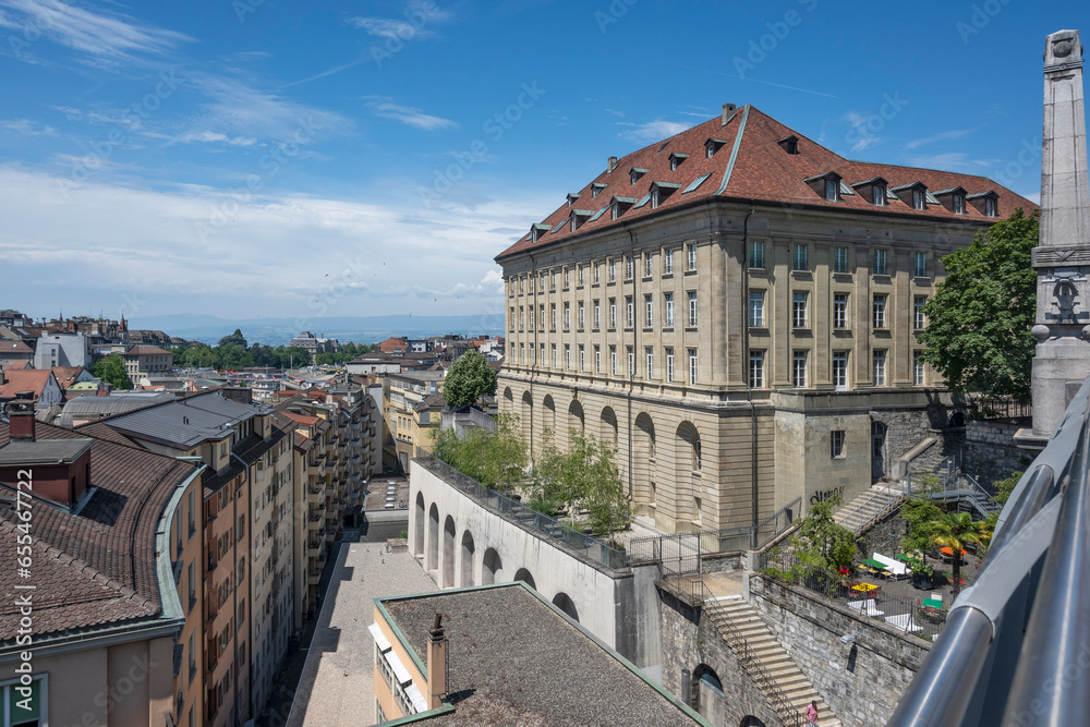 Panorama of old town of city of Lausanne, Switzerland