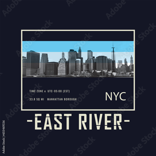 Photo print and  Typographic illustration of new york . tee shirt graphics. print
