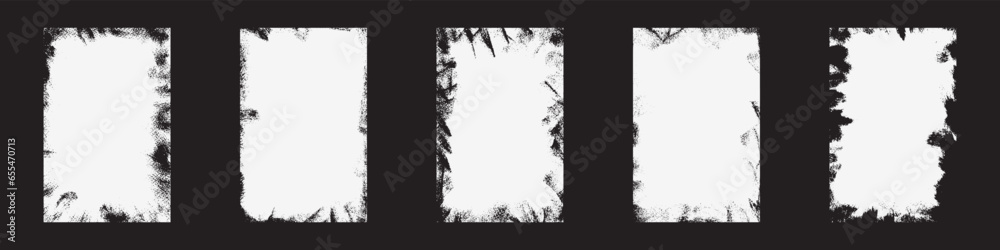 Vintage photo frame grunge and textured brush strokes. paper overlay, posters or collages. Flat vector illustration isolated