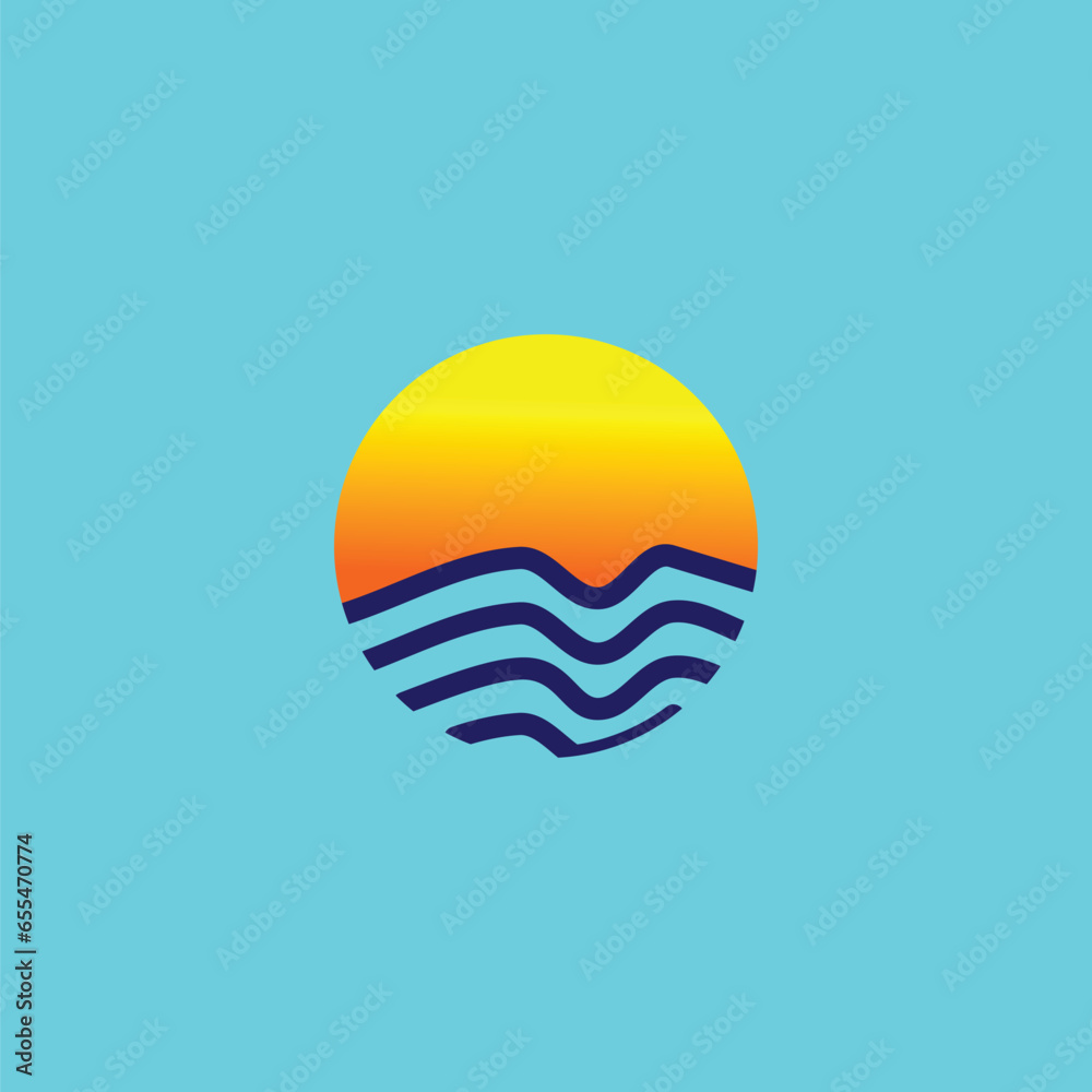 SEA SUNSET ICON LOGO TEMPLATE VECTOR SEA SUNSET ICON LOGO TEMPLATE VECTOR
