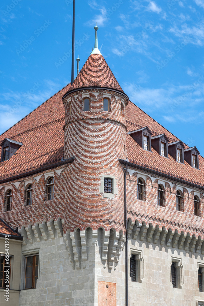 Obraz premium Panorama of old town of city of Lausanne, Switzerland