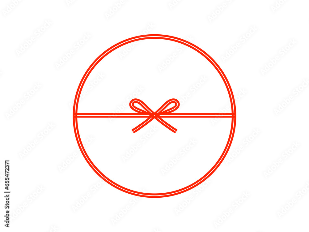 Fototapeta premium シンプル水引円型フレームC：赤