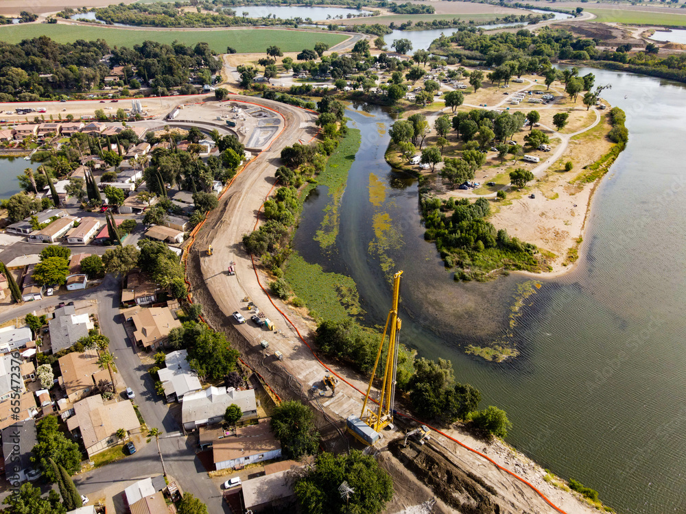 Fototapeta premium Drill working on levee system in California