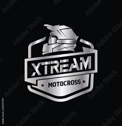 vector motorcycle helmet motorcross logo design simple emlem badge