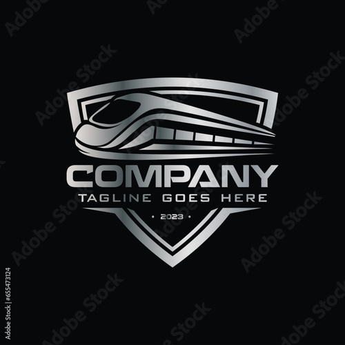 Modern train logo image design transport railway icon
