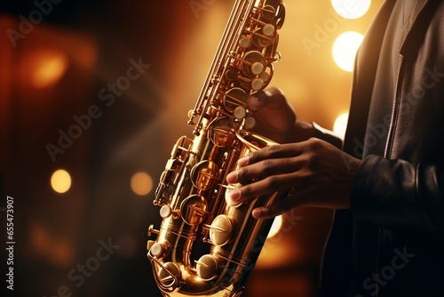 saxophone on stage, Generative AI photo