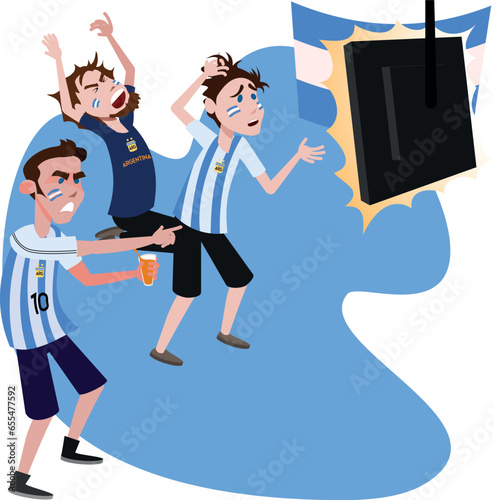 Torcedores argentinos lamentando derrota ou gol sofrido pela equipe nacional