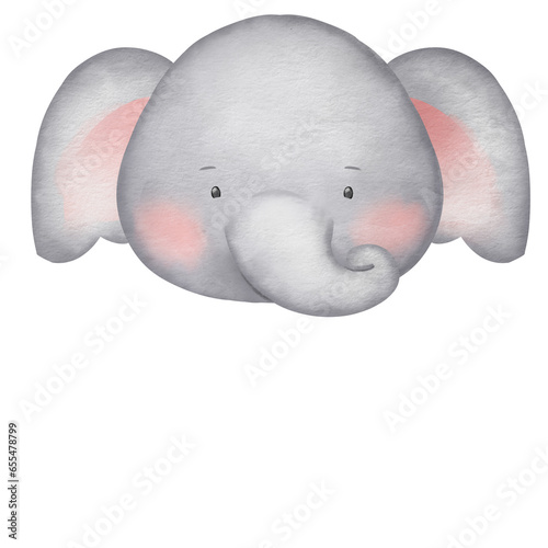 Photography Cute elephant watercolor hand drawn safari