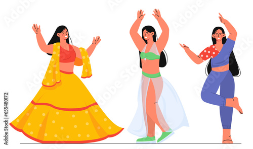 Set of belly dancers vector concept