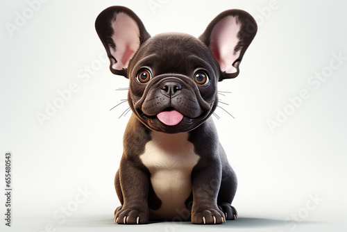 French Bulldog cartoon on a white background. Adorable 3D animal portrait.