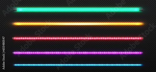 Set of colorful neon tubes vector