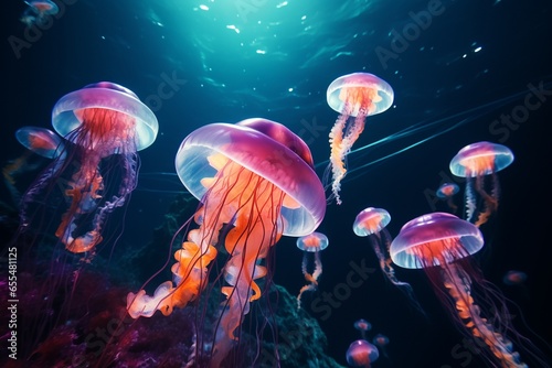 jelly fish in aquarium, Generative AI © Nino48