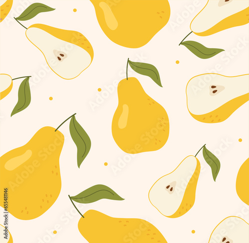 Seamless pattern with pear vector concept