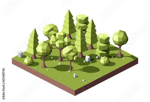 Isometric forest on platform vector concept