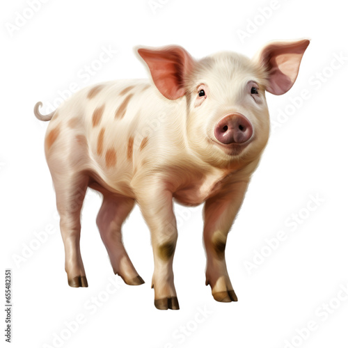 Country Pig Isolated on Transparent or White Background, PNG