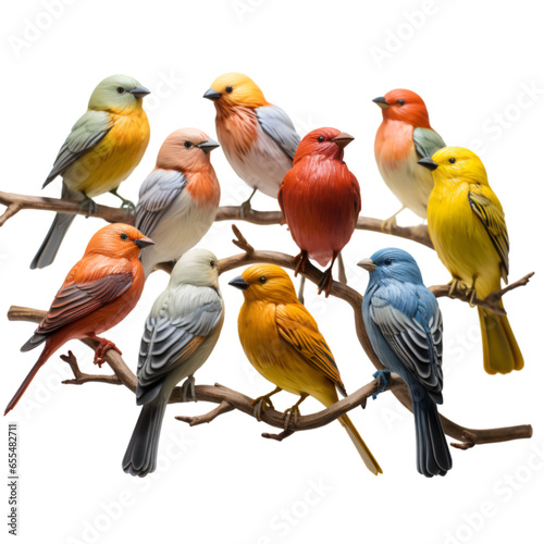 Colorful Birds Isolated on Transparent or White Background, PNG © Custom Media