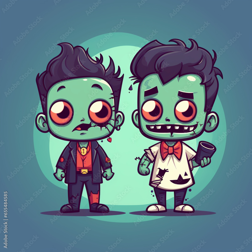 Fototapeta premium Children dressed as zombies for the Halloween party, treat or trick