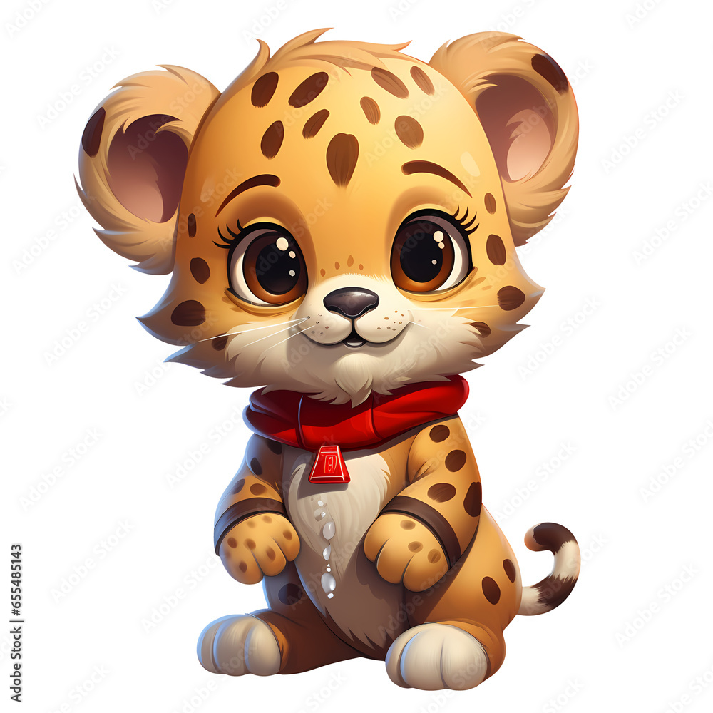 Fototapeta premium Cute Cheetah With Christmas Clipart Illustration