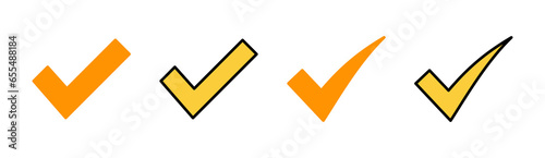 Check mark icon set for web and mobile app. Tick mark sign and symbol
