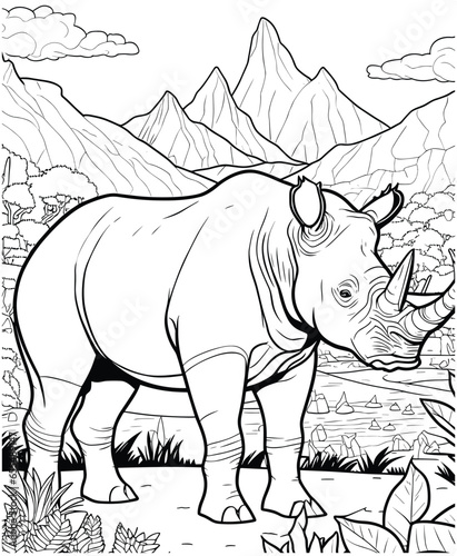 Rhinoceros coloring page for adults