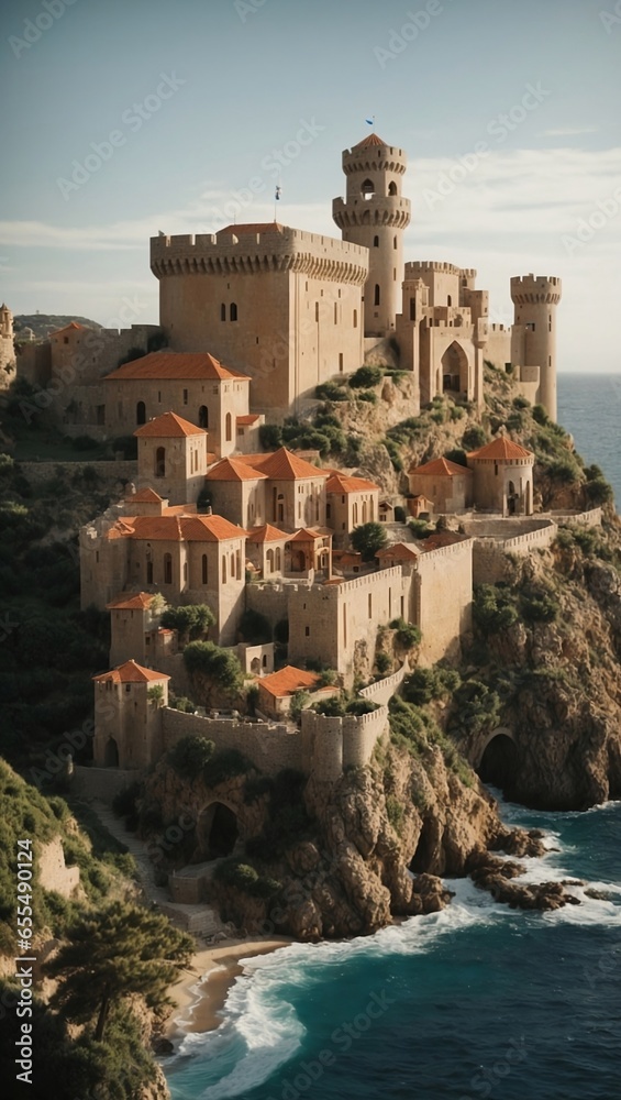 Mediterranean Castle Made of Building Blocks