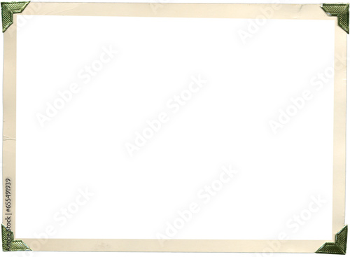 Rectangle vintage paper photo frame edges with photo corners isolated