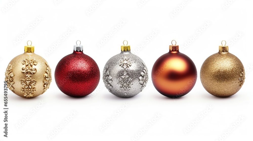 Christmas balls isolated on white generated by AI tool Christmas balls isolated on white generated by AI tool