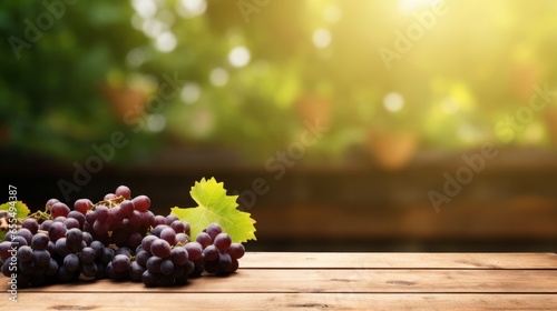 the empty table wooden top with blur background of grape, Advertisement, Print media, Illustration, Banner, for website, copy space, for word, template, presentation