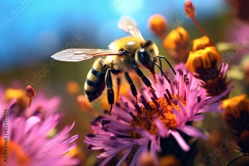 bee on flower, Generative AI © Nino52