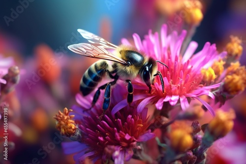 bee on flower, Generative AI © Nino52