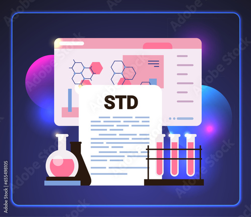 Sexually Transmitted Diseases STD concept test tubes with blood samples
