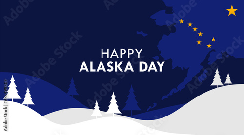 Alaska Flag and Map Background. Suitable to use on Alaska Day Event.