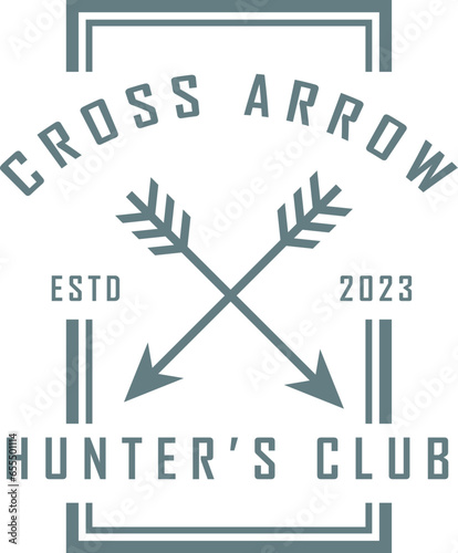 Crossed Arrows Vintage Retro Rustic Hipster for Archer Hunting Label Stamp logo design
